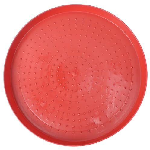 DIYEAH Plateaux d'alimentation pour Volailles 2 Pcs Mangeoire à Volailles Ronde 35 Cm en Plastique Épais Rouge Antidérapant, Équipement d'alimentation Résistant pour Poules, Canards