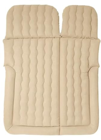 Luftbädd Uppblåsbar bilsäng Luftresemadrass PVC och flockande uppblåsbar bilsäng bilsäng(Beige)