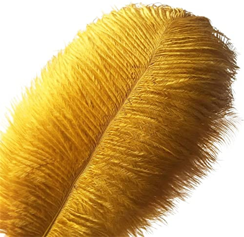 Crenze 10Pcs Straußenfedern 12-14Inch (30-35cm) Für Haus Hochzeitsdekoration bietet (Golden) | Große natürliche Federn als Dekoration für Vasen, Haus Hochzeitsdekoration, Hochzeiten, Partys und Weihnachtsbäume