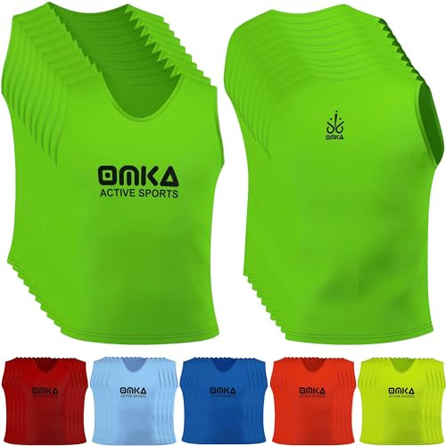 OMKA 10 Stück Fußball Leibchen Trainingsleibchen Markierungshemd Fußballleibchen für Kinder Jugend und Erwachsene