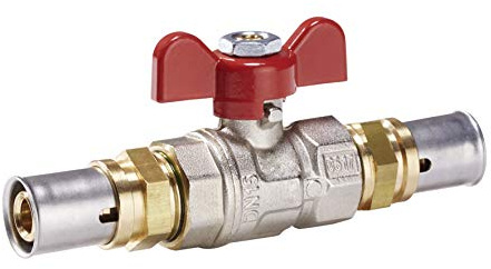 H2O-Flex® 26er Pressfitting Kugelhahn für Aluverbundrohr 26 x 3,0mm, DVGW | für Mehrschichtverbundrohr 3,0mm, Pressprofil: TH, U und H, 10bar, integrierte Absperrfunktion, für Trinkwasserinstallationen