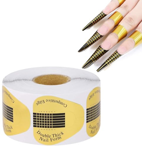 300 Pieces Acrylic Nail Form Sticker Nail Sculpting Forms Golden Horseshoe-shaped Nail Extension Forms for Builder Gel and Acrylic Nails