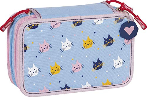 Brunnen Schüler-Etui Federmappe mit 3 Reißverschlüssen mit Katzen