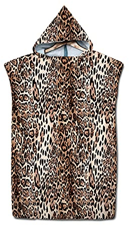3D Badeponcho Surfponcho, Treer Surf Poncho Umziehhilfe Schnelltrocknend Strandtuch Strand Handtuch Badetuch mit Kapuze aus Mikrofaser für Erwachsene Herren Damen Kinder