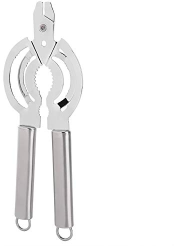 Single Bottle Opener, Stainless Steel Multifunctional Lid Remover with Saw Teeth, Hanging Hole and Labour-Saving Handle, Can Opener for Home and Restaurant Kitchens