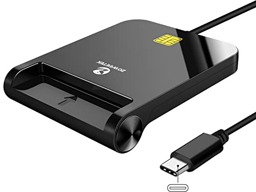 ZOWEETEK CAC Reader USB C, CAC Card Reader Military, DOD Military USB Common Access CAC, Compatible with Windows 10/11, Mac OS 10.15 and Linux (Type C)