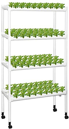 Kalolary 4 Layer Hydroponic Grow Kit with Wheels, 108 Sites 12 Pipes Hydroponic Planting Equipment with Water Pump, Hydroponic Growing System with Grow Baskets and Sponges