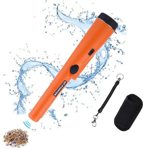 Tragbar Metalldetektor,Metallsuchgerät,Goldsuchgerät,Metall PinPointer IP68 Wasserdichter mit eingebautem LED Indicator/Alarm Licht/ 360° Scan/Holster für Goldmünze Hunt,Relikte,Schmuck