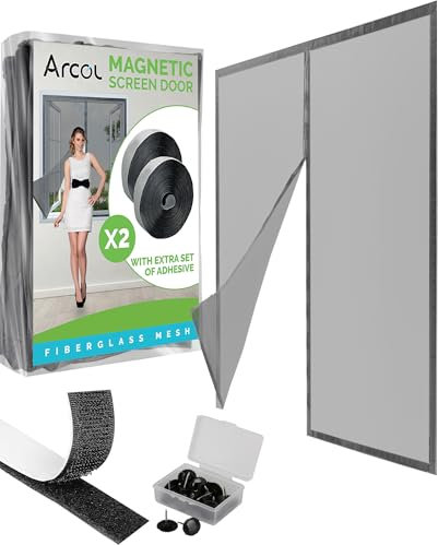 ARCOL Fliegengitter Fenster Magnet 110x150 cm aus Fiberglas – Schluss mit Mücken in 3 Min, Ultrafeines Insektennetz, Automatischer Verschluss mit Magneten & Gewichten, Extrabreites Klettband (Grau)