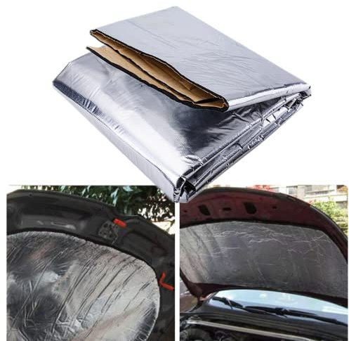 CiCixixi Isolant Thermique Auto-Adhésif, 1.4 m x 1 m Tapis D'isolation Phonique et Thermique pour Voiture, Auto Tapis D'isolation Acoustique, Thermique pour Capot Moteur et Coffre
