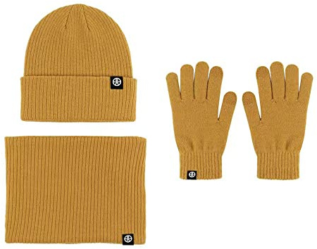 MUYAN Wintermütze Warm Strickmütze Schal Mütze Handschuhe 3-in-1 Set Beanie Mütze Warme Loop Schal Strickset für Herren Damen