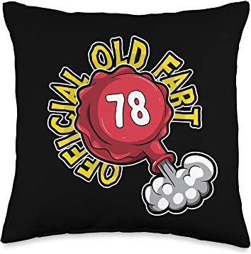 78th Birthday Official Old Fart Funny Red Whopee Cushion Throw Pillow