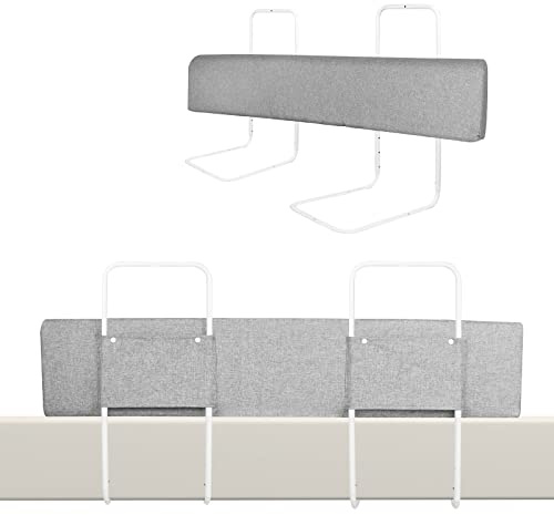 XMTECH Kinder Bettgitter Bettschutzgitter Bettumrandung Bettkantenschutz 40-60 cm Höhenverstellbar Kinderbettgitter Rausfallschutz für Kleinkinder und Babybett, Leinengrau 100cm