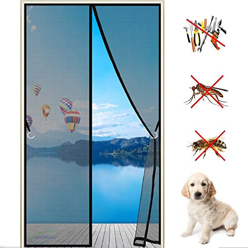 Fliegengitter Tür 60x205cm Insektennetz Insektenschutz Moskitonetz Tür, Magnet Fliegengitter, für Die Balkontür, Kellertür, Terrassentür und Alle Türen, Anthrazit Anpassbare