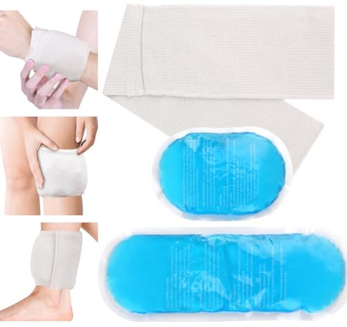 Hilph Hielo para Lesiones Deportivas, 2 uds Gel Frio para Lesiones con Velcro Elástico, Bolsa de Gel para Frío y Calor Compresión Reutilizable, Multifunktional para Rodilla, Tobillo, Brazo