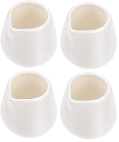 Cabilock Lot De 4 Pots à Lait En Céramique Blanche Petits Crémier Sans Poignée Ustensiles Cuisine Modernes 5x4,5 Cm Pour Sauces Et Lait