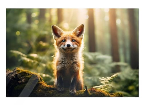 GRAZDesign Glasbild Fuchs Tier im Wald Glasbilder Wandbild aus Glas für Wohnzimmer, Küche, Flur oder Büro - 100x50cm