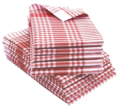 ZOLLNER 10er Set Geschirrtücher - Baumwolle in 50x70 cm - saugstarke und robuste Küchentücher - waschbar bis 60°C – in rot weiß kariert - Gastronomiequalität - Oeko Tex® Zertifiziert