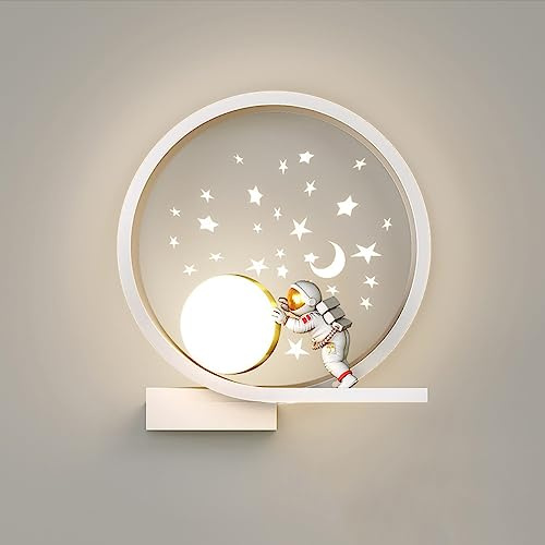 SANBDDLYY Lámpara de pared LED for niños de 12 W for dormitorio Lámpara de pared de luna de astronauta for habitación de niños Proyector de estrellas de planeta Iluminación Lámpara de noche de astrona