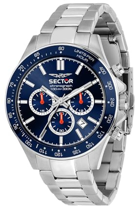 Sector No Limits Orologio Uomo, Cronografo, Analogico, Cinturino in Acciaio, Collezione 230 - R3273661037