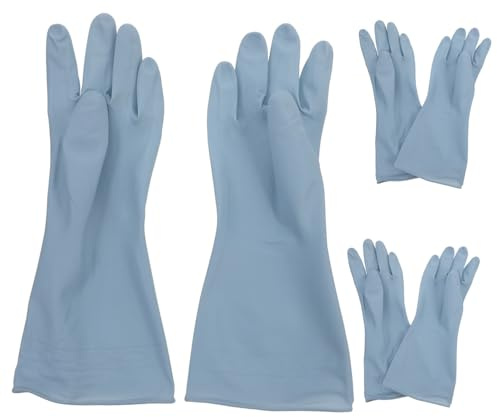 Ciieeo Dishwashing Gloves for Kitchen Use Waterproof Pvc Rubber Cleaning Gloves Medium Size Navy 3 Pairs Reusable for Dishes and Laundry