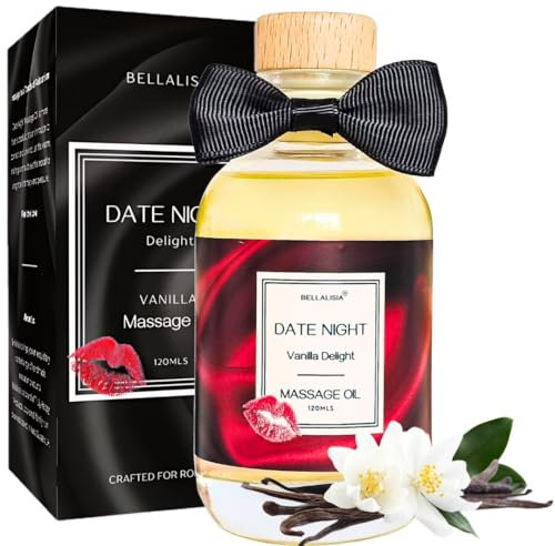 Luxurious Massage Oils for Date Night, Aphrodisiac Massage Oil for Couples, Vanilla Body Oil Perfect for Valentines Day Gifts. 120ml Relaxing Natural Sensual Massage Oil for Massage Therapy