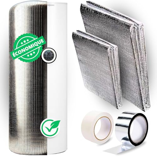 Thermische Isolierung für Warmwasserspeicher bis 300L – Reduziert Wärmeverluste und erhöht Energieeffizienz – Mit doppelseitigem Klebeband und Aluminiumfolie