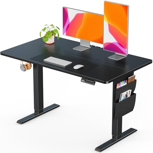 ErGear Höjdjusterbart skrivbord 120 x 60 cm, elektrisk med minnesfunktion, stöder upp till 80 kg, förvaringsväska för datorarbetsplatser