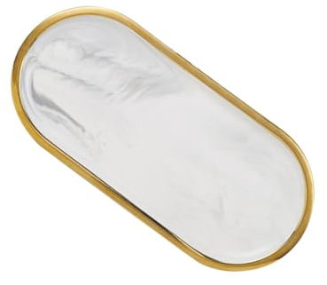 Plateau en marbre pour maquillage - Boîte à bijoux - Panier à en fil de fer - Plateau à bijoux de style nordique - Plateau de service à sushi - Plateau de petit-déjeuner - Assiette