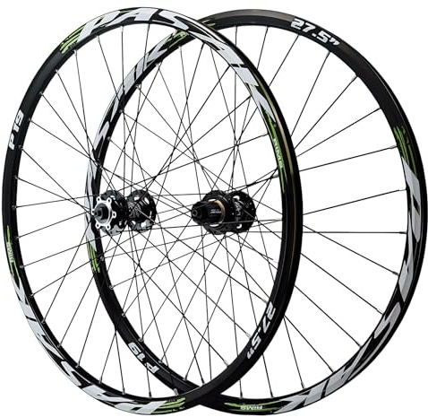 HZXQCVB 26/27.5/29in Mountain Bikes Wheelset Quick Release Disc Brake Front And Rear Wheels 32H Hubs For 7/8/9/10/11/12 Speed Cassette(B-Green,27.5'')