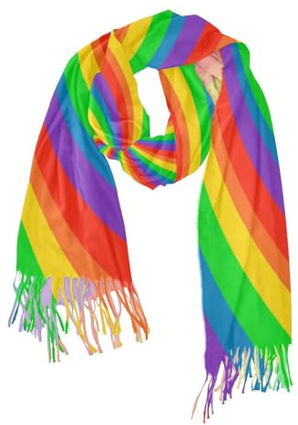 Yopersonalizes Damen-Schal, Regenbogenfarben, bunt, für Damen, Pashmina-Schal, Wraps für Abendkleid, Hochzeit, Stola, warm, Winter, Geburtstagsgeschenk, für Damen, mehrfarbig, L