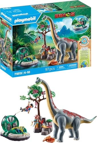PLAYMOBIL | Dinos | Brachiosaurus-Begegnung mit Luftkissenboot | Dino Spielset | Dinosaurier Abenteuer für Kinder ab 4 Jahren | 71819