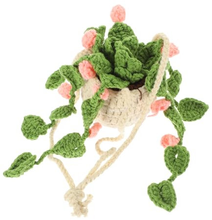 HAWILLOSCH Unique Bohemian Car Decor Yarn Crochet Plant Pendant Easy Install Hanging Decor for Home Car