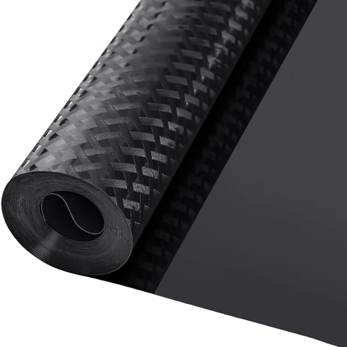 Zindoo Tapis Fond de Tiroir Antidérapant EVA Non-adhésif Grille Noire Protection Cuisine Antibactérienne Étanche pour Frigo et Placard - Découpe Personnalisable 30x150CM