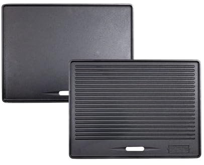 GP1 Piastra girevole in ghisa per barbecue serie PRO/RED, accessorio universale, 4,15 kg, 40 x 30 cm, smalto scanalato e liscio, nero massiccio