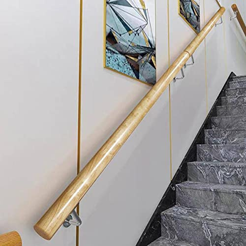 Corrimano per scale in legno per interni ed esterni, antiscivolo, corrimano di sicurezza con staffe da parete argentate, kit completo (280 cm)