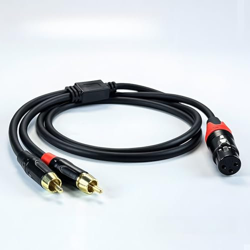 RIKYJIC Câble de micro XLR mâle vers femelle 3,5 mm 6,5 mm adaptateur RCA ligne audio (10 mètres, XLR F-Dual RCA M)
