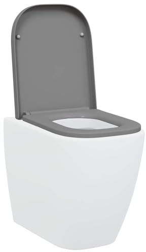 vidaXL Asiento de WC Gris 47,5 x 35 x 3,6 cm Duroplast, Dale un nuevo aire a tu baño, Asiento de inodoro cómodo, Diseño moderno, Mejora práctica para remodelar tu baño