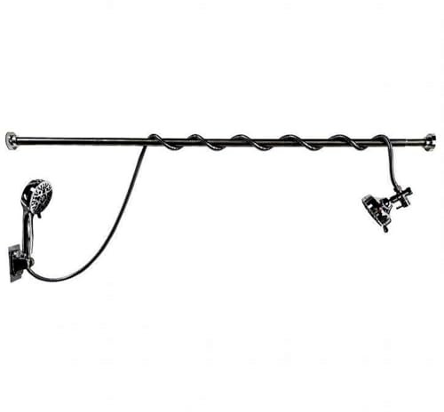 AUXILAB Pomme de Douche Double pour Les Couples, Inverseur À 3 Positions avec Support, Pomme de Douche Tandem Multimodale Haute Pression Et Réglable pour 2 Personnes Tige(Schwarz)
