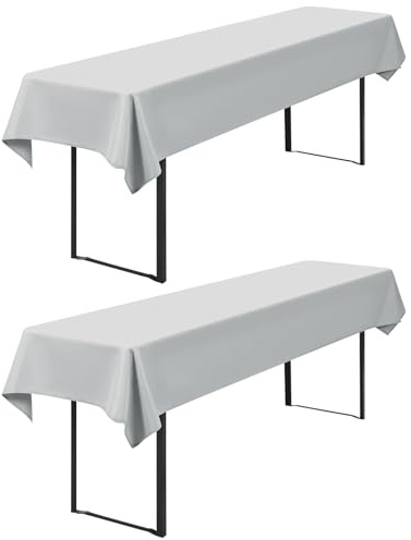FXKS 2 Stück Hellgrau Bier Tischdecke 250x100cm für 50cm u.70cm Bier Tisch