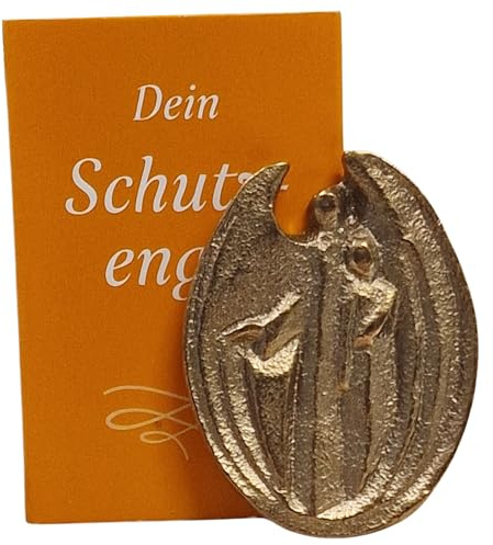 Herzmensch Kleiner Taschenengel Engel Glücksbringer 3 x 4,5 cm für die Geldböse Massive Bronze Gold als Schutzengel Geschenk