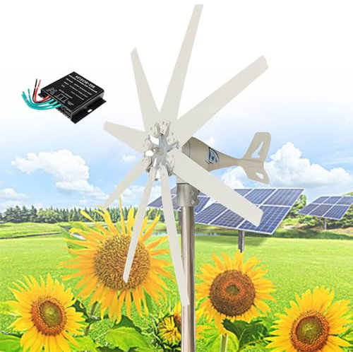 Kit de aerogenerador doméstico de 16000 W: 12 V/24 V/48 V con Controlador MPPT, 8 aspas, Alta eficiencia, solución de energía sin imanes permanentes.