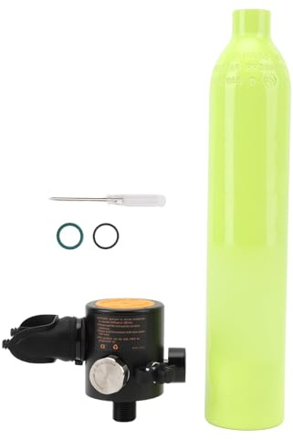 Mini bouteille d'acide de plongée portable 0,5 l avec manomètre Filtre haute densité pour Plongée en apnée en aluminium aéronautique Silicone Acier Inoxydable (Vert)