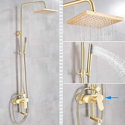 Shower Shower Faucet kit, Brushed Gold Shower Faucet Shower Faucet Bathtub Mixer Tap with Hand Shower Bath Shower Water Mixer Tap Shower Sets-Brushed