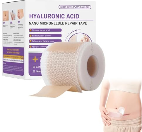 Nastro in silicone con acido ialuronico per cicatrici, nastro in silicone per cicatrici e rughe, nastro in silicone riutilizzabile di grado medico per cicatrici (1pcs)
