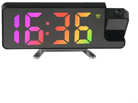 Entgoinggo Reloj despertador de proyección, reloj digital para mesita de noche con pantalla de temperatura, proyección de tiempo ajustable multiángulo de techo o pared (luz blanca)