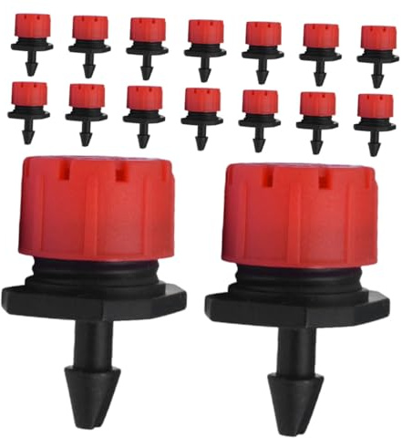 ROMISBABA 150 piezas Goteros de Riego Ajustables Emitters para Sistema de Irrigación por Goteo Flujo Regulable para Jardín Invernadero y Huerto Color Rojo sin Herramientas Fácil Instalación