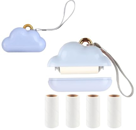 Homelytic Cloud-Shaped Lint Roller with Dual Style Design, Manual Pet Hair and Dust Remover, Blue and White, 4 Refill Rolls, Portable Hanging Loop，the set includes one washed and one hand torn