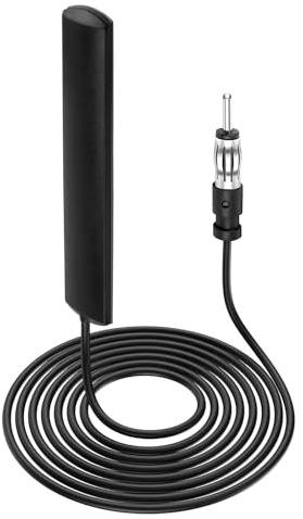 DAB Antenna auto con spina DIN, antenna per auto come antenna per parabrezza, autoradio con cavo di prolunga di 5 m, autoadesivo, ricevitore stereo, adatto per auto, camion, radio digitale