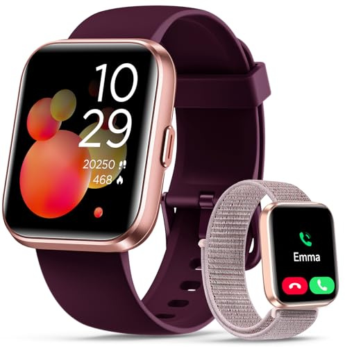 Quican Smart Watches for Women Men, 1.85 HD, Answer/Make Calls, Alexa | Fitness Watch with Heart Rate Sleep SpO2 Monitor, 120 Sport Modes, 3ATM Waterproof Compatible with iPhone & Android, 2 Straps